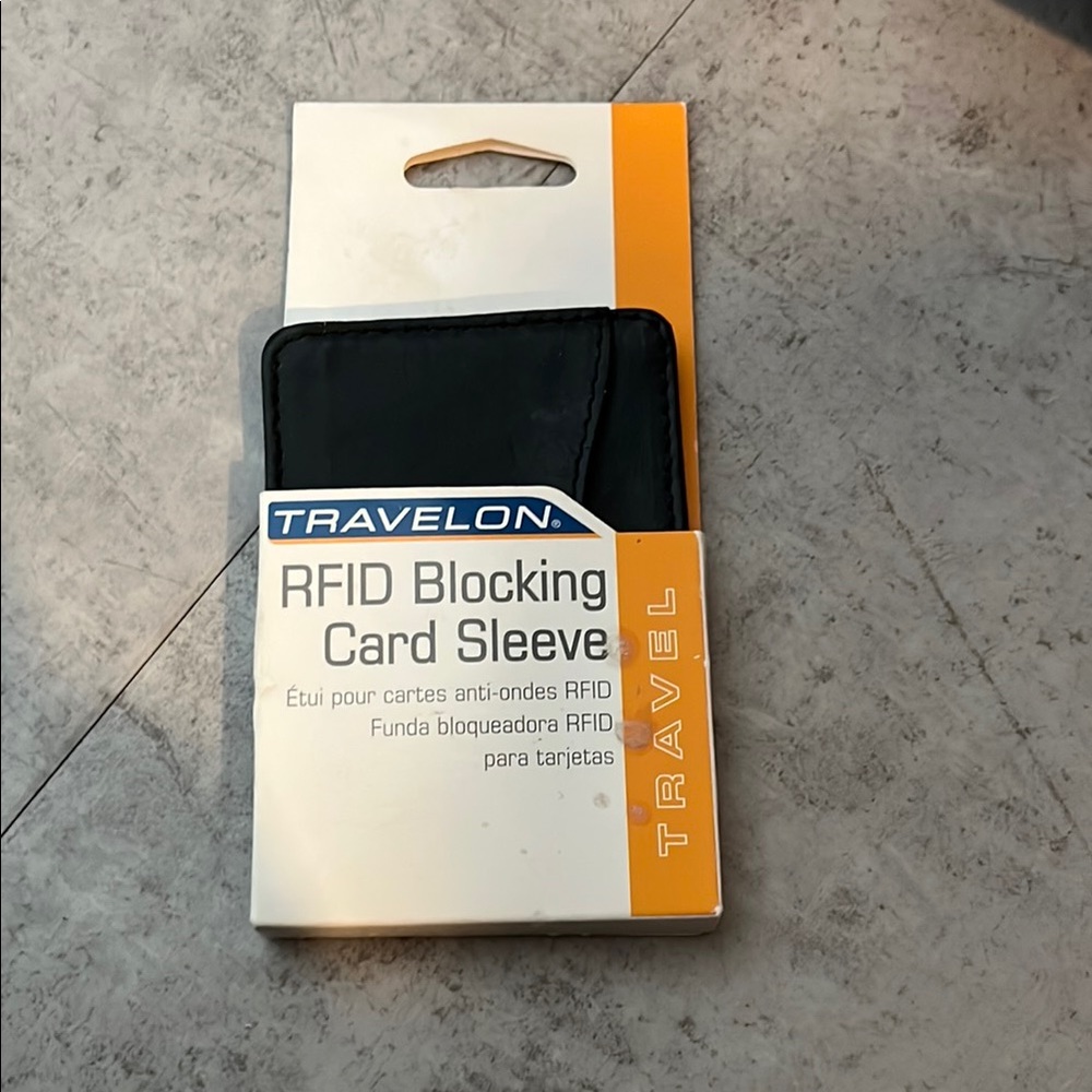 Travelon Black RFID Blocking Card Sleeve genuine leather
